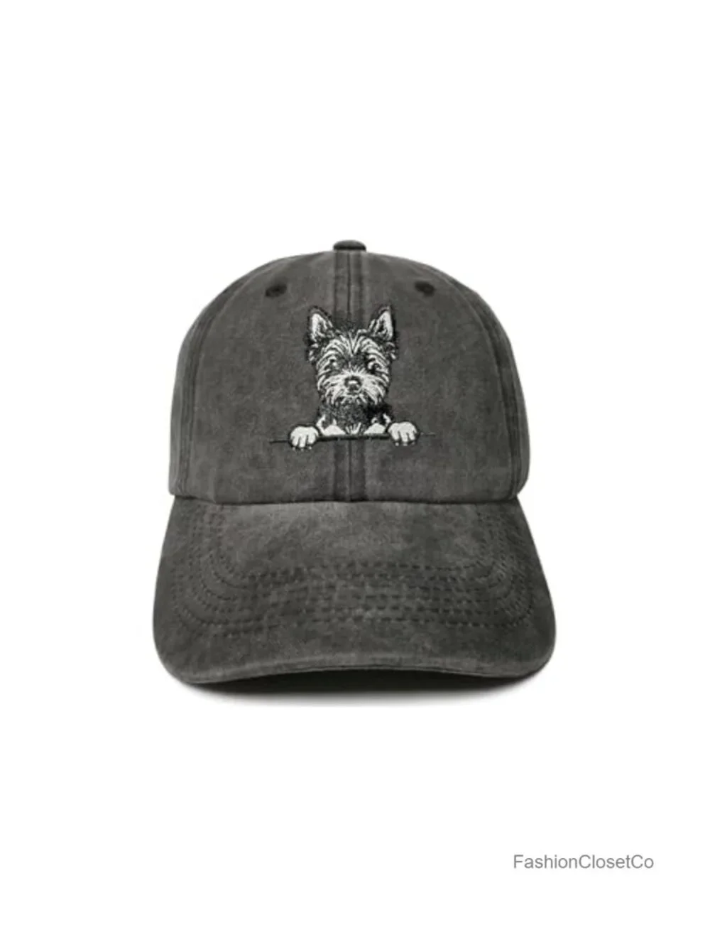 Embroidered Dog Baseball Cap Unisex Dad Hat Adjustable Cotton Twill